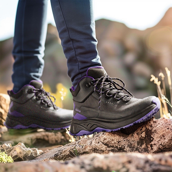 Women's Water-Resistant Lightweight Hiking Boots - BLACK/PURPLE - 9